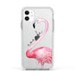 Personalised Flamingo Apple iPhone 11 in White with White Impact Case