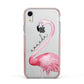 Personalised Flamingo Apple iPhone XR Impact Case Pink Edge on Silver Phone