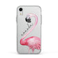 Personalised Flamingo Apple iPhone XR Impact Case White Edge on Silver Phone