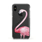 Personalised Flamingo Apple iPhone Xs Impact Case Black Edge on Black Phone