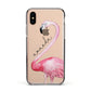 Personalised Flamingo Apple iPhone Xs Impact Case Black Edge on Gold Phone