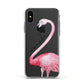 Personalised Flamingo Apple iPhone Xs Impact Case White Edge on Black Phone