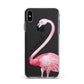 Personalised Flamingo Apple iPhone Xs Max Impact Case White Edge on Black Phone