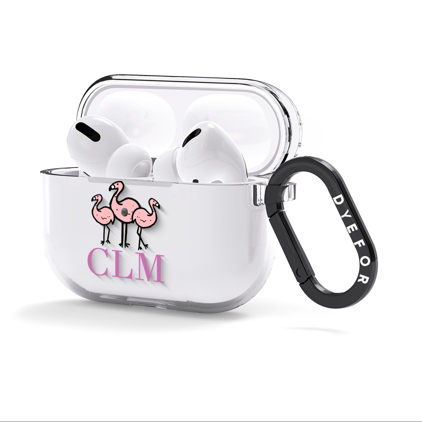 Personalised Flamingo Initials Clear AirPods Clear Case 3rd Gen Side Image