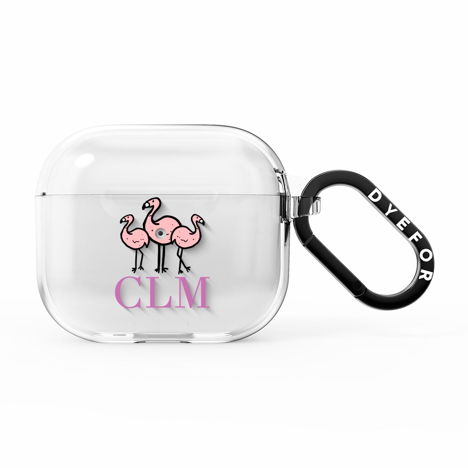 Personalised Flamingo Initials Clear AirPods Clear Case 3rd Gen