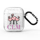 Personalised Flamingo Initials Clear AirPods Glitter Case