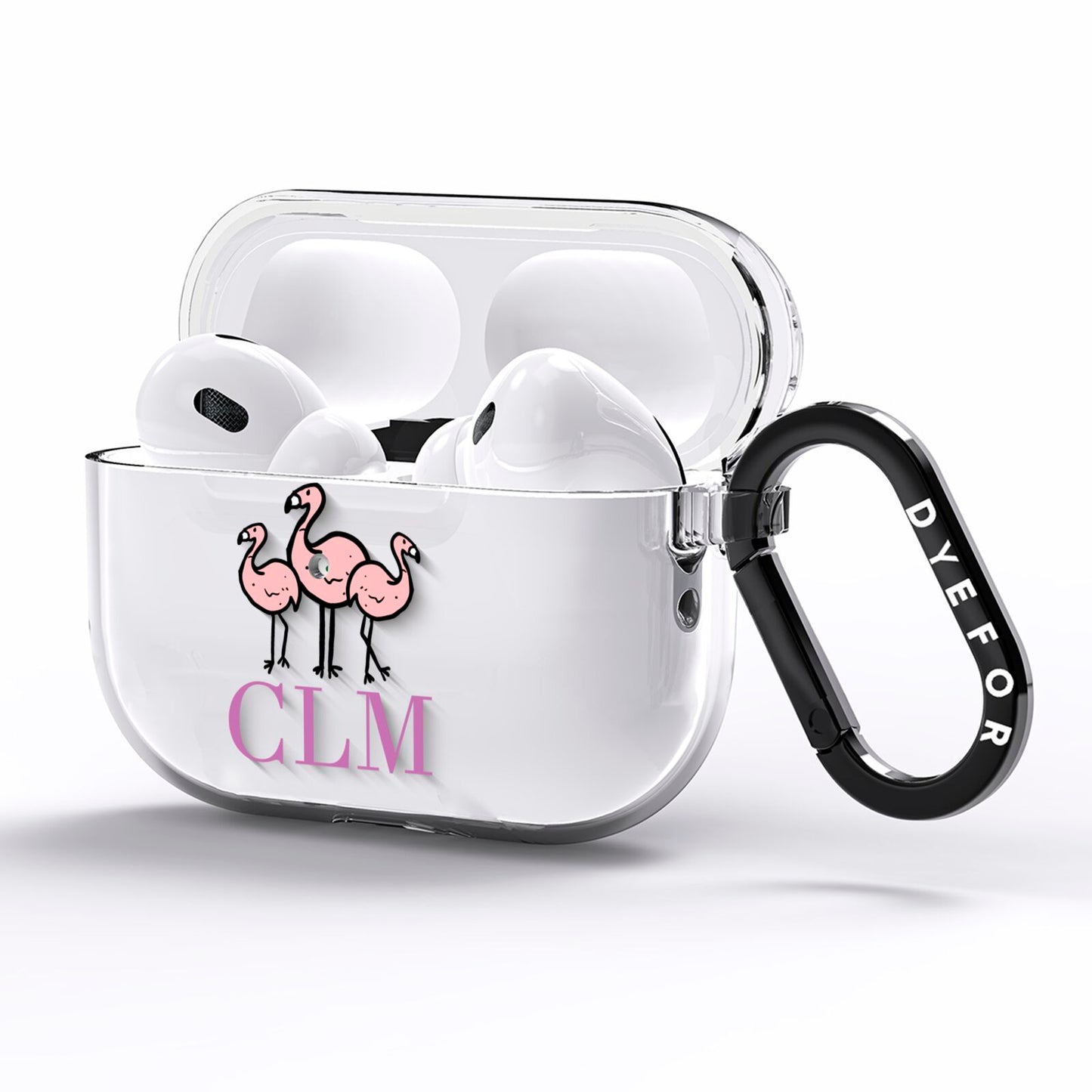 Personalised Flamingo Initials Clear AirPods Pro Clear Case Side Image