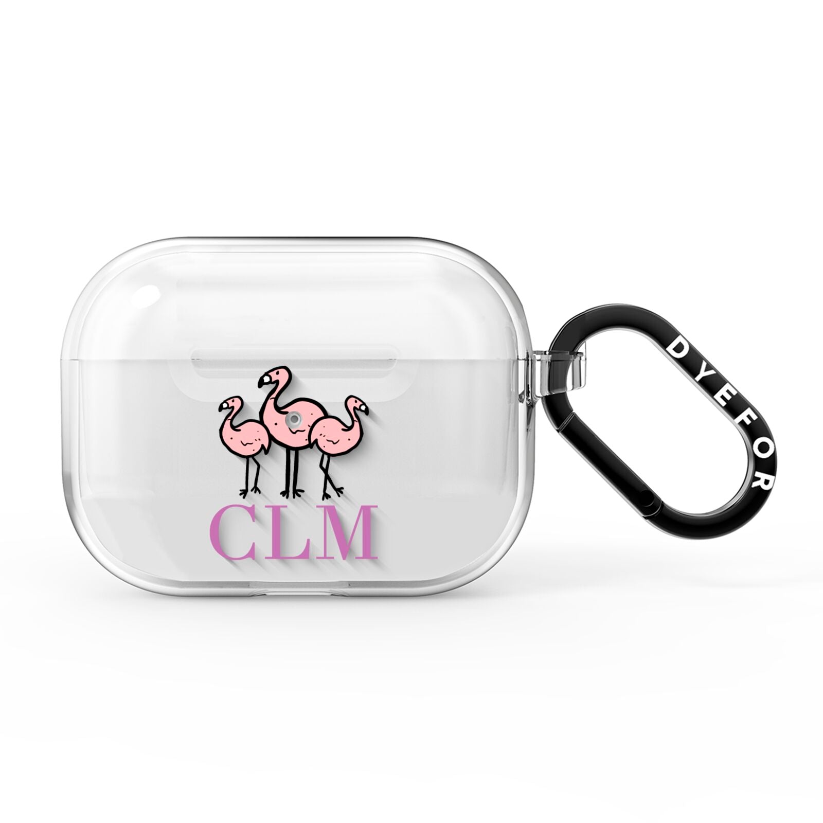 Personalised Flamingo Initials Clear AirPods Pro Clear Case