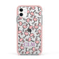 Personalised Flamingo Initials Clear Apple iPhone 11 in White with Pink Impact Case