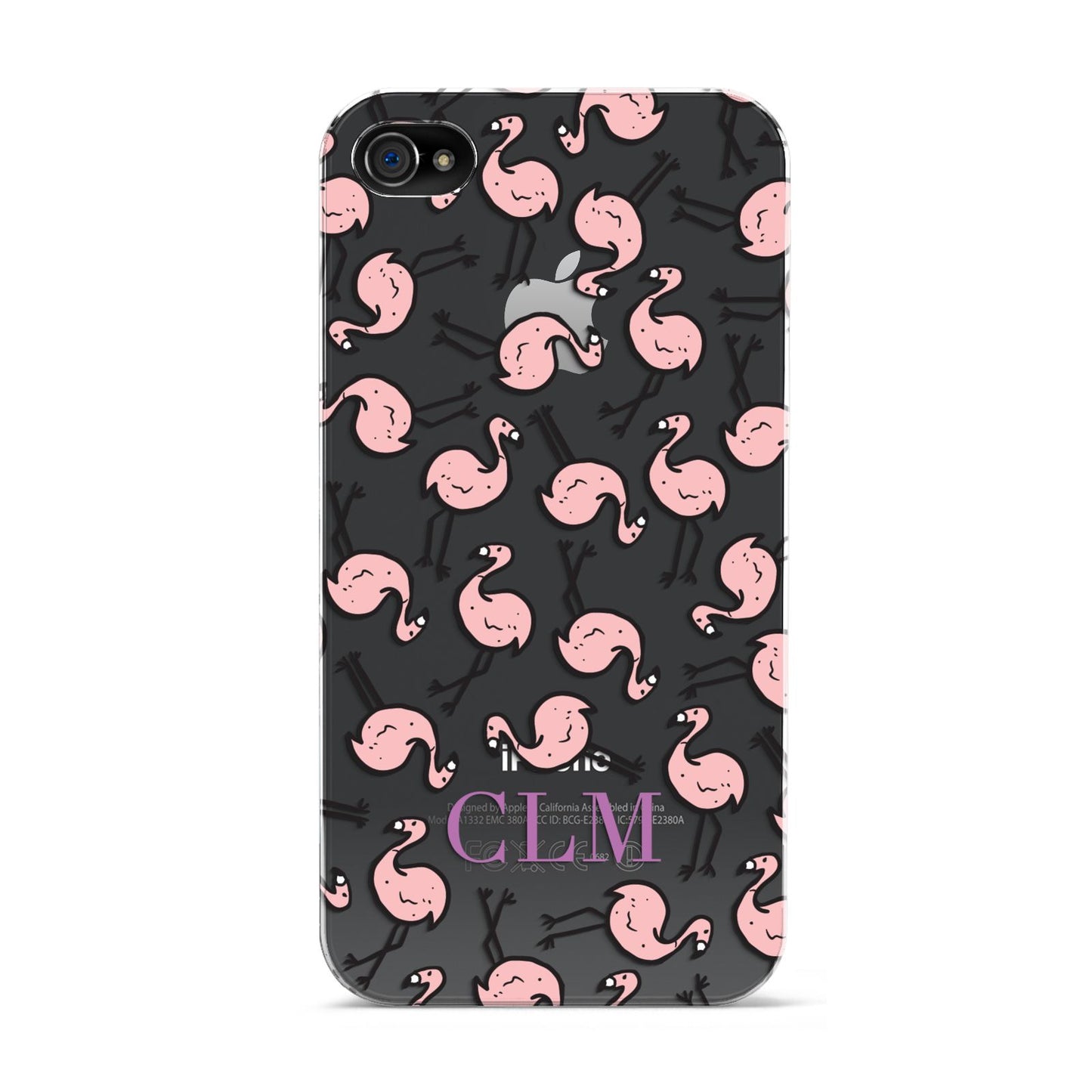 Personalised Flamingo Initials Clear Apple iPhone 4s Case