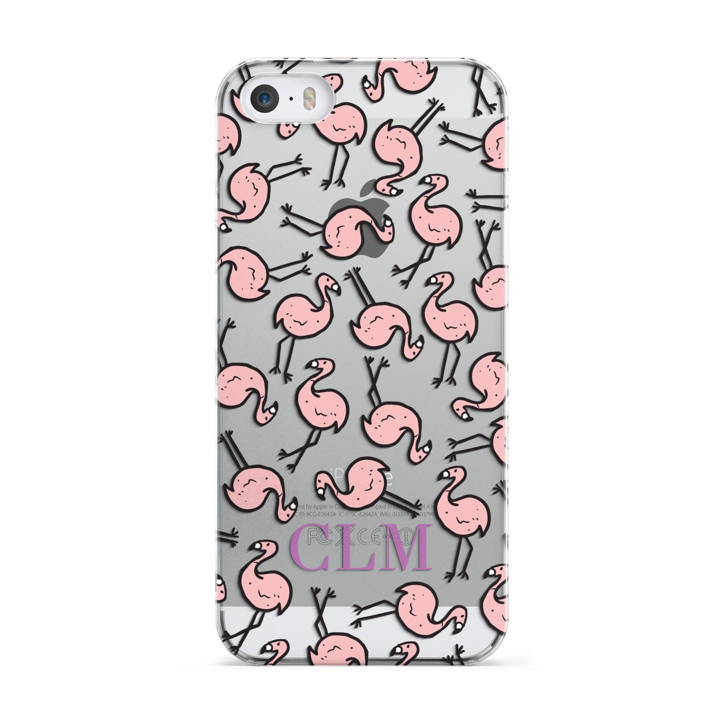 Personalised Flamingo Initials Clear Apple iPhone 5 Case