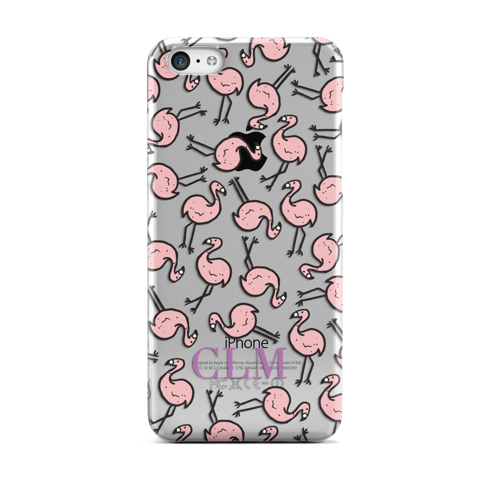 Personalised Flamingo Initials Clear Apple iPhone 5c Case