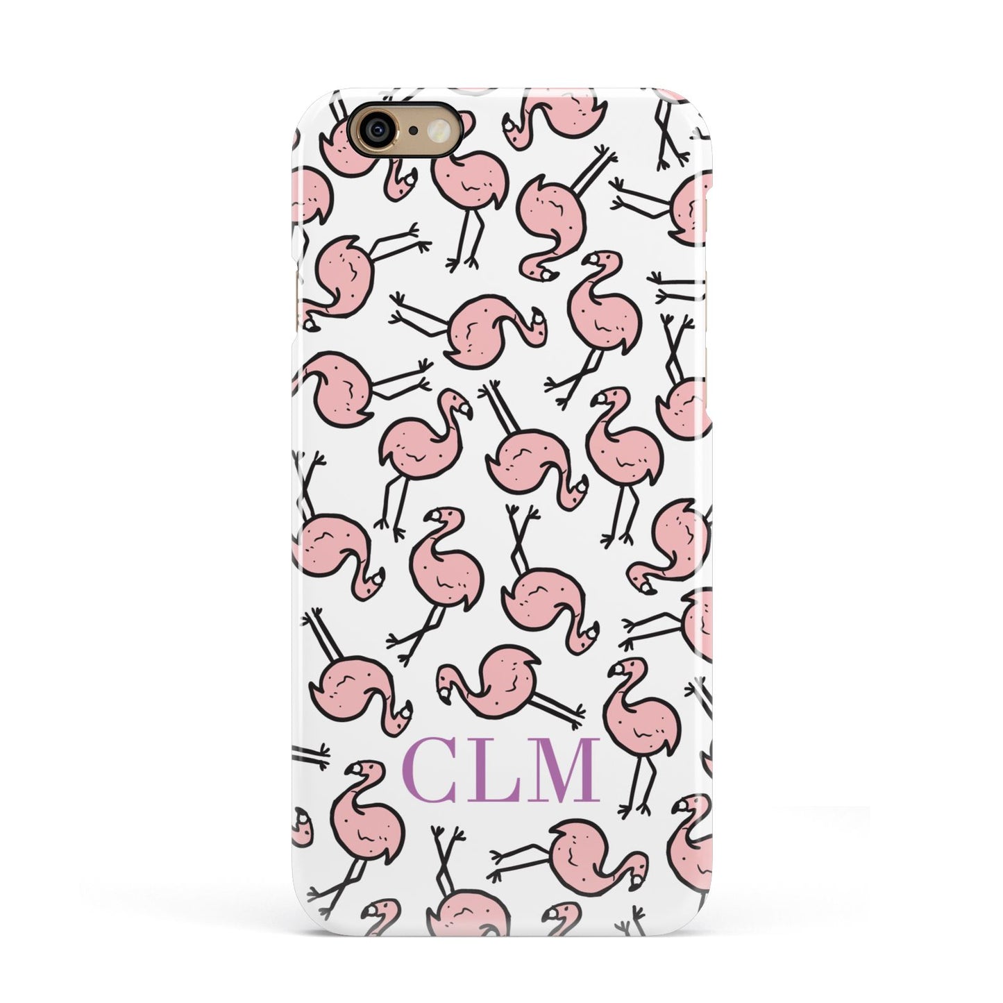 Personalised Flamingo Initials Clear Apple iPhone 6 3D Snap Case