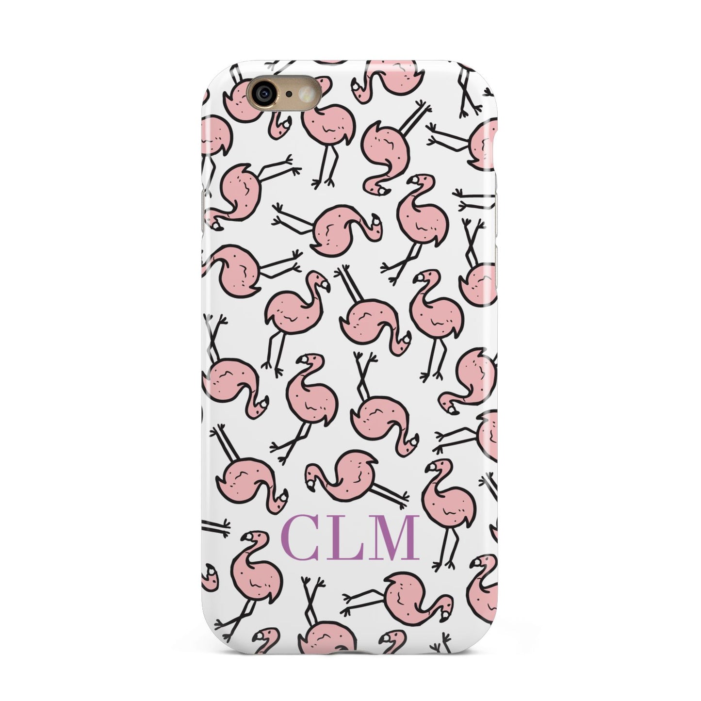Personalised Flamingo Initials Clear Apple iPhone 6 3D Tough Case