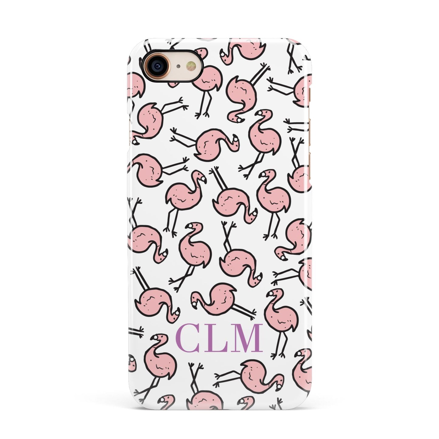 Personalised Flamingo Initials Clear Apple iPhone 7 8 3D Snap Case