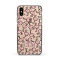 Personalised Flamingo Initials Clear Apple iPhone Xs Impact Case Black Edge on Gold Phone