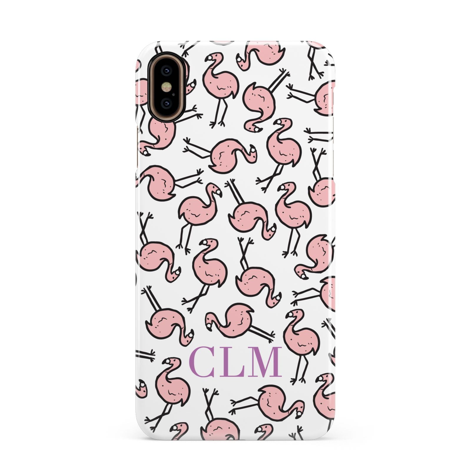 Personalised Flamingo Initials Clear Apple iPhone Xs Max 3D Snap Case