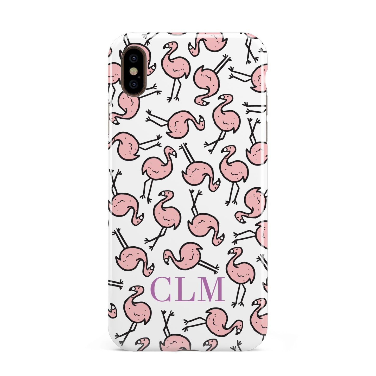 Personalised Flamingo Initials Clear Apple iPhone Xs Max 3D Tough Case