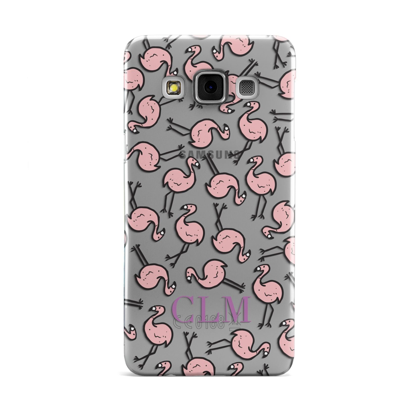 Personalised Flamingo Initials Clear Samsung Galaxy A3 Case