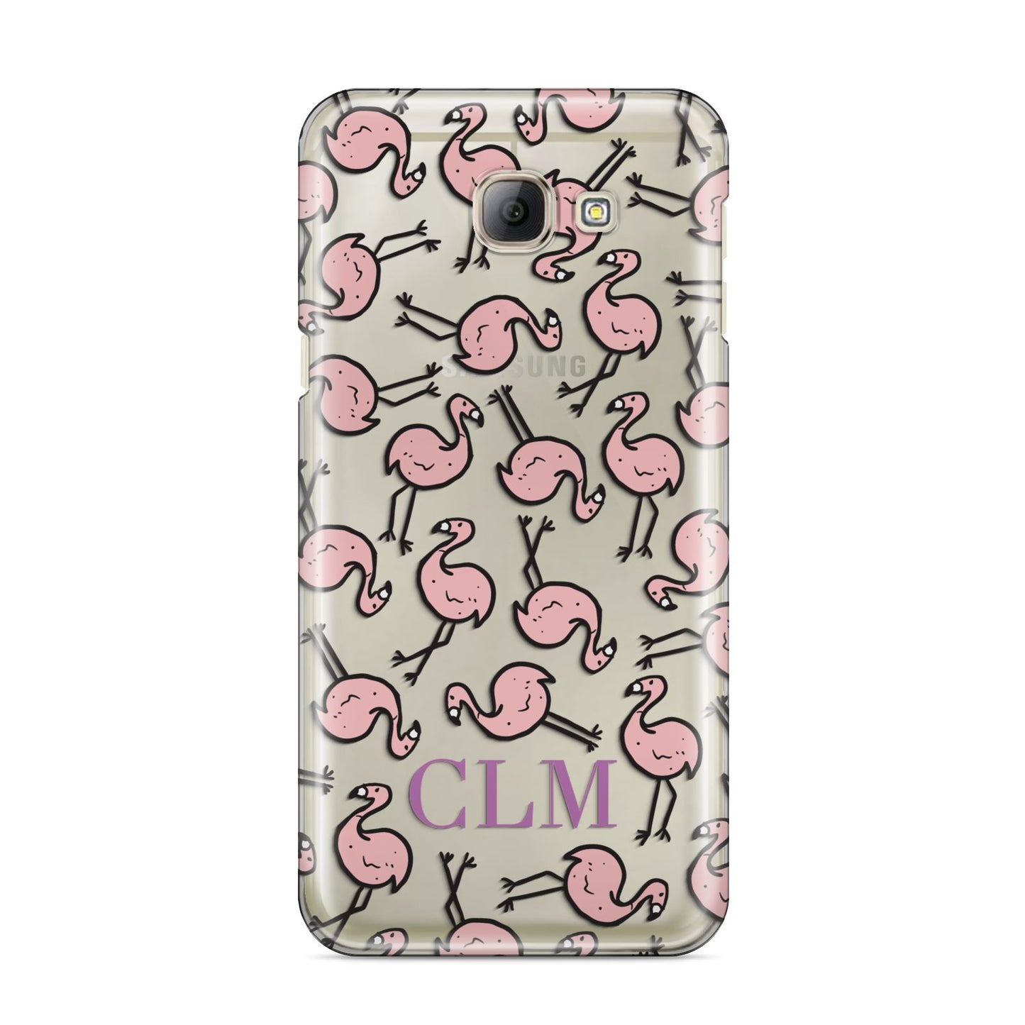 Personalised Flamingo Initials Clear Samsung Galaxy A8 2016 Case