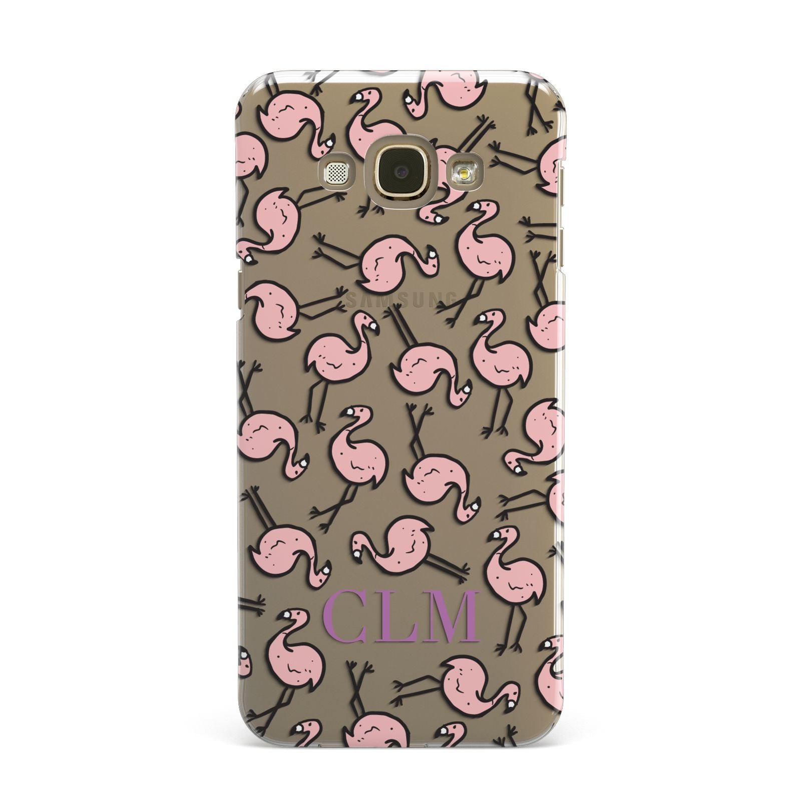 Personalised Flamingo Initials Clear Samsung Galaxy A8 Case