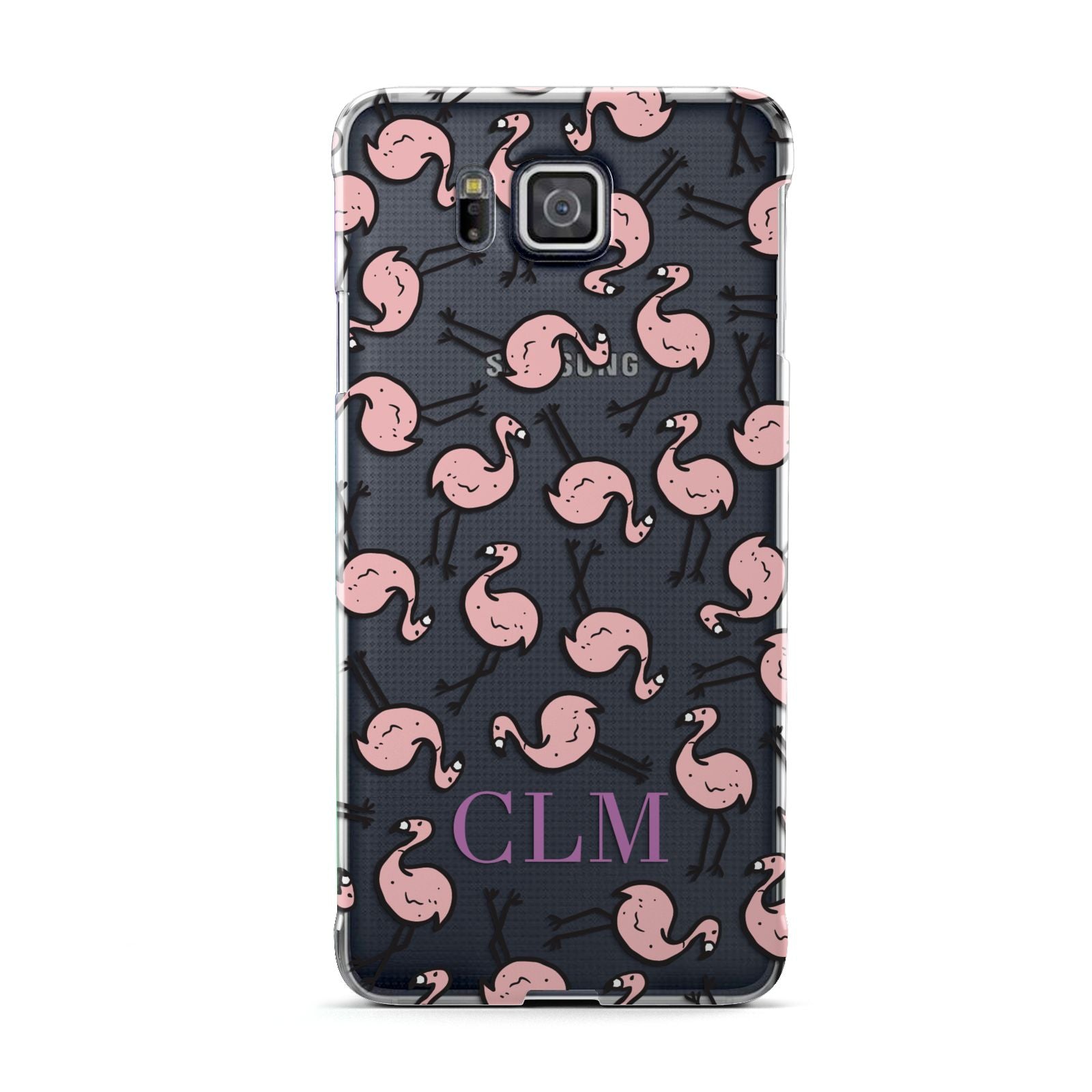 Personalised Flamingo Initials Clear Samsung Galaxy Alpha Case