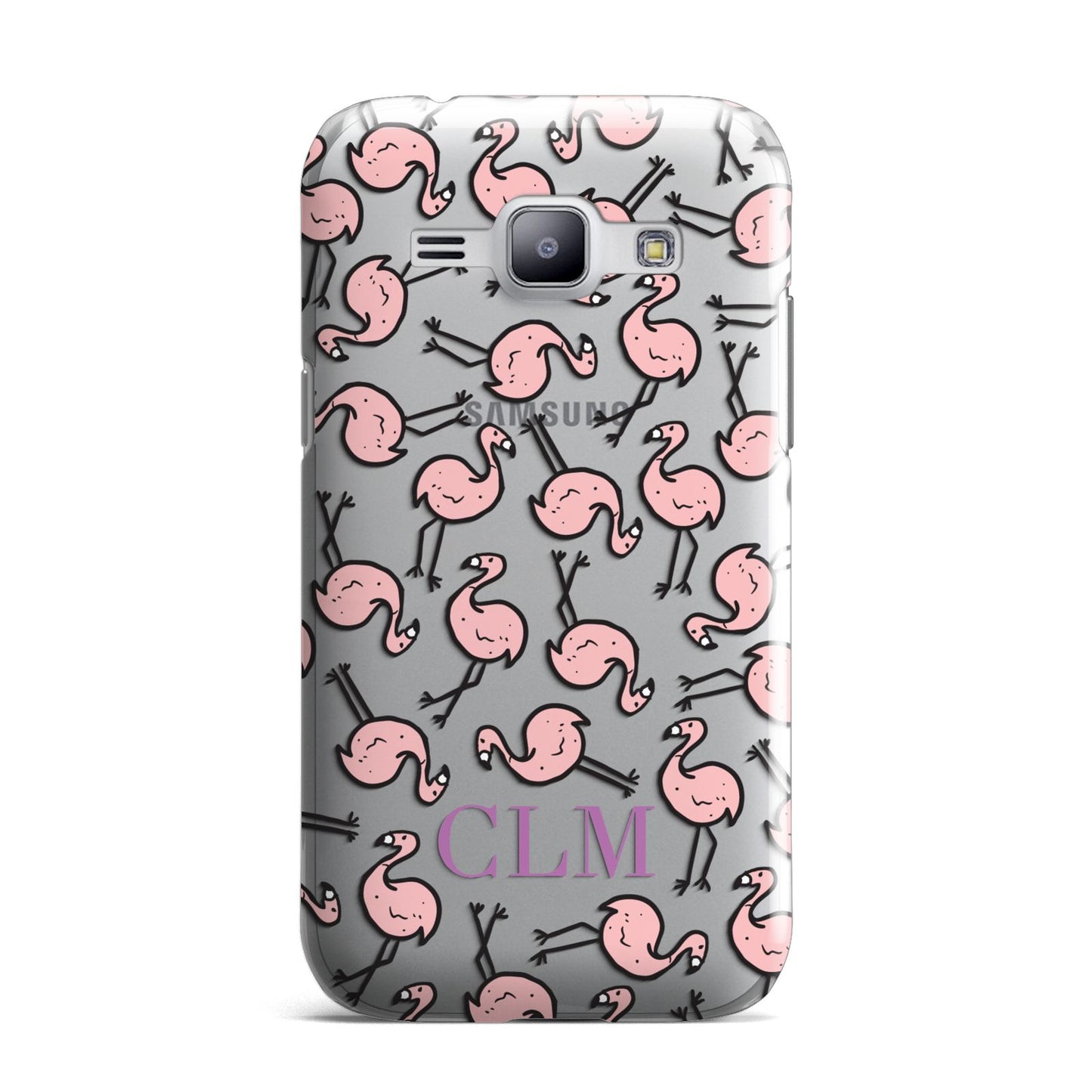 Personalised Flamingo Initials Clear Samsung Galaxy J1 2015 Case