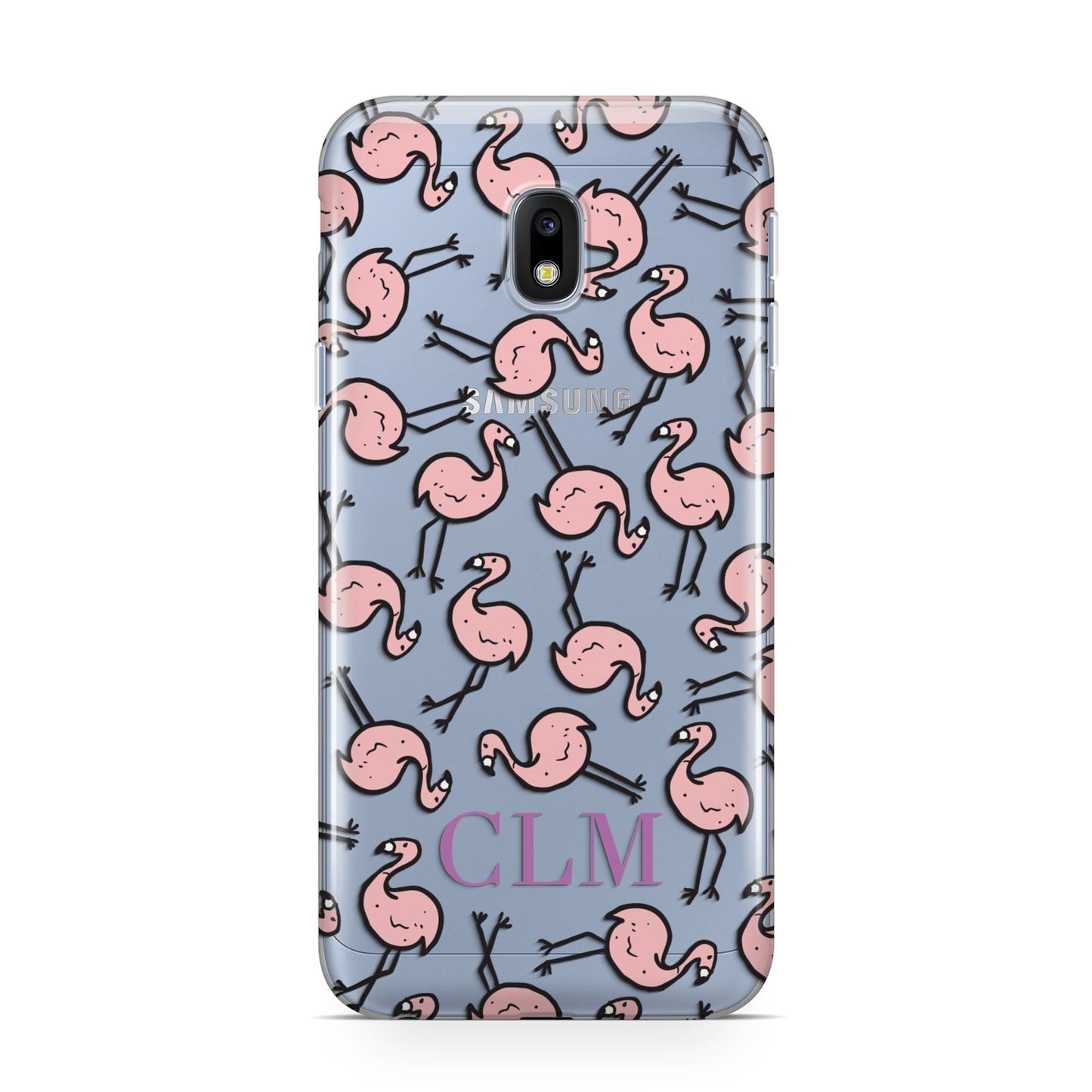 Personalised Flamingo Initials Clear Samsung Galaxy J3 2017 Case