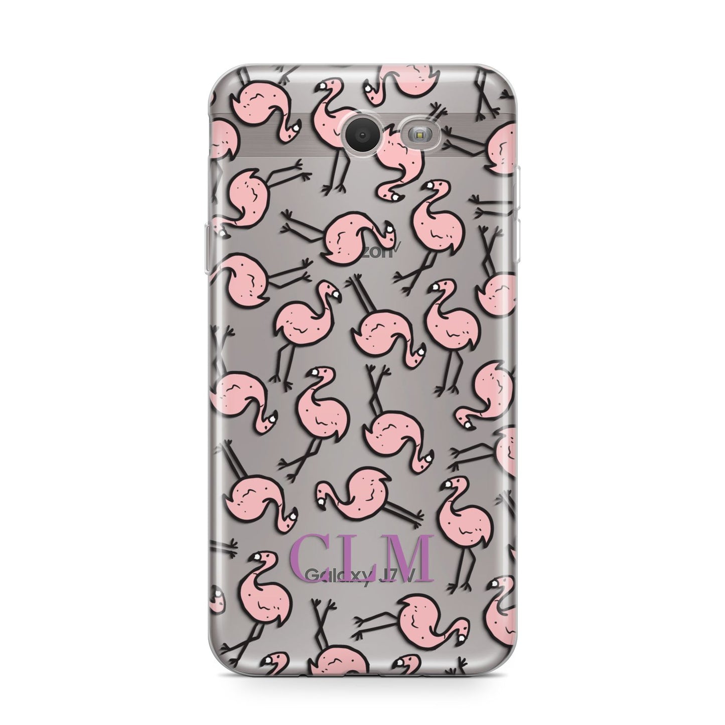 Personalised Flamingo Initials Clear Samsung Galaxy J7 2017 Case