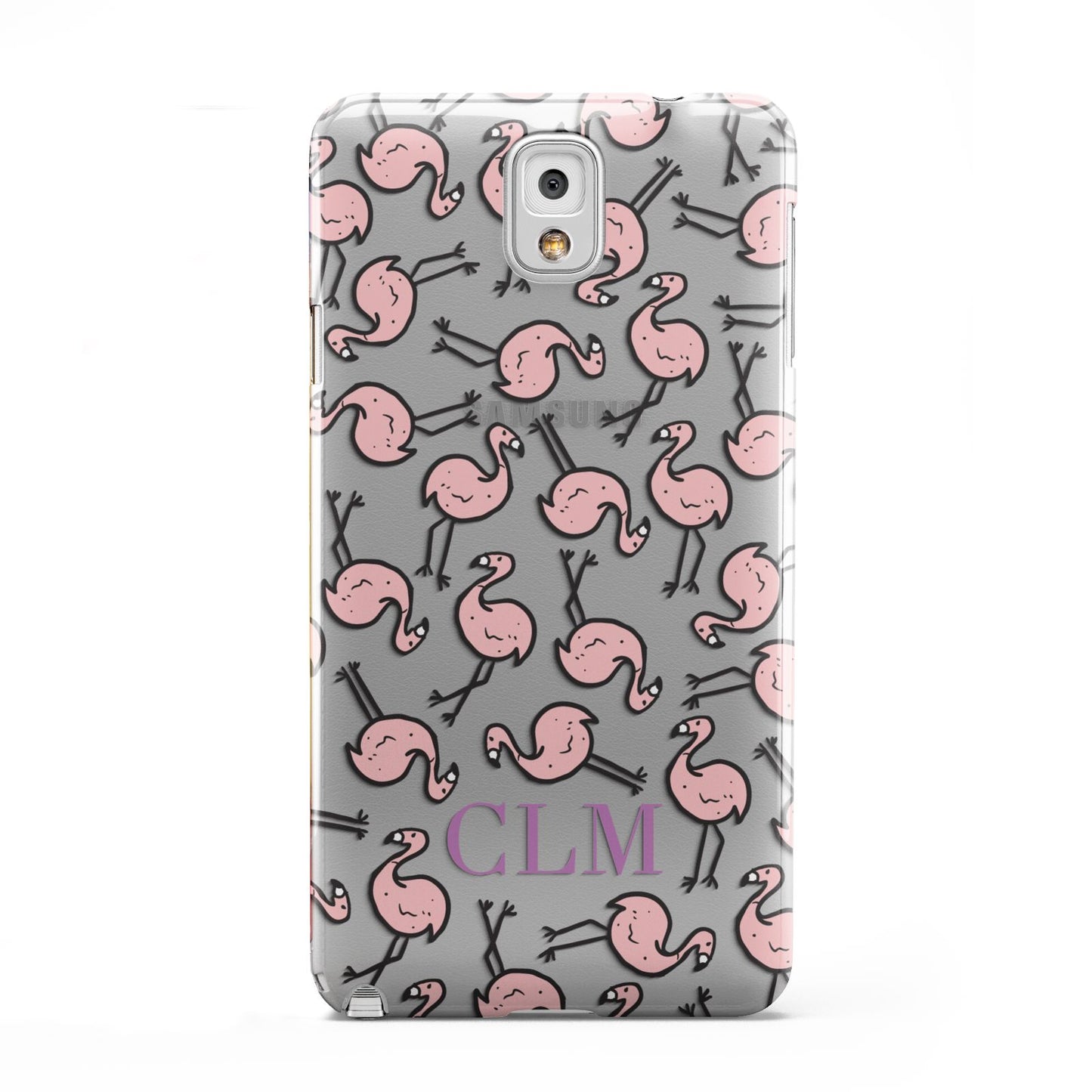 Personalised Flamingo Initials Clear Samsung Galaxy Note 3 Case