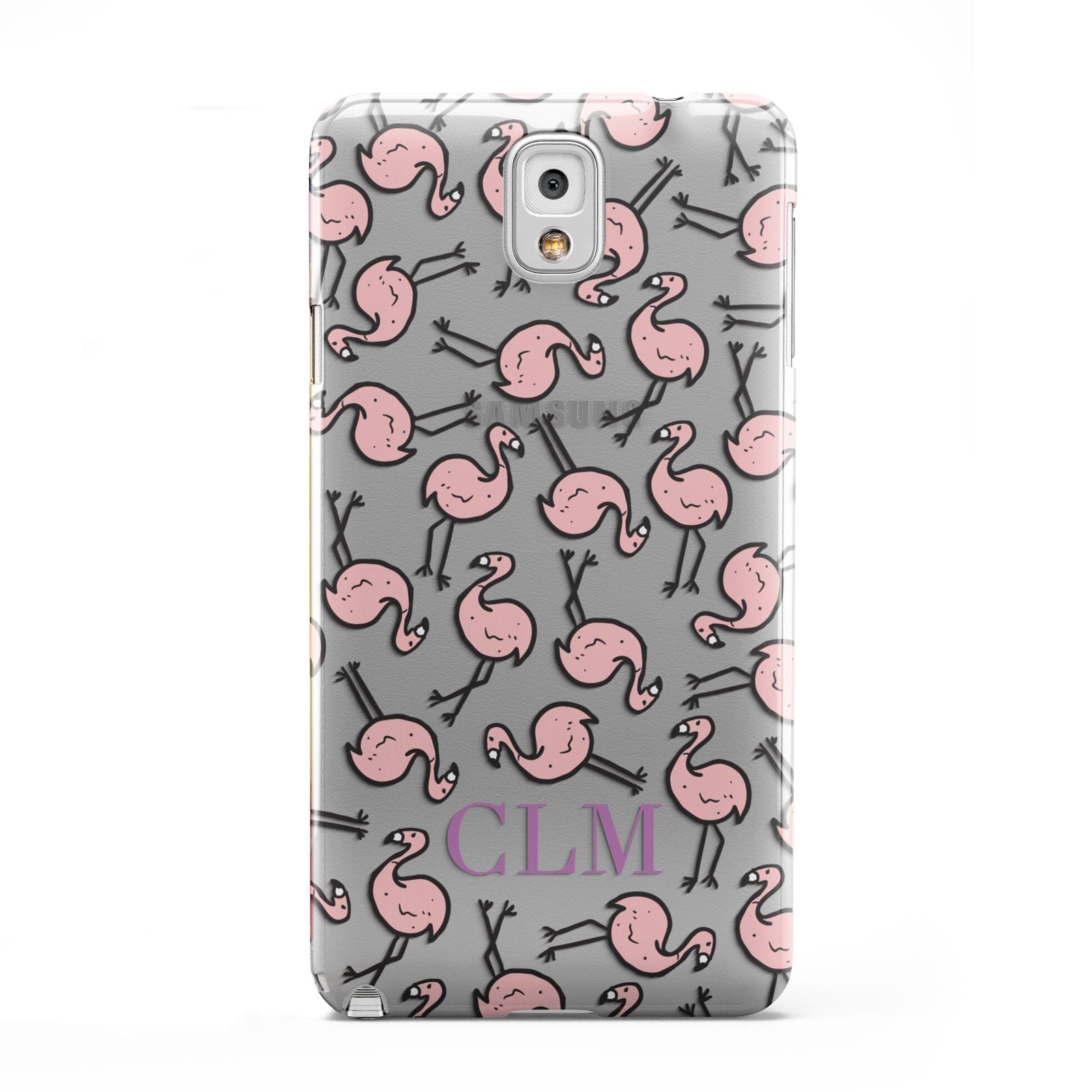 Personalised Flamingo Initials Clear Samsung Galaxy Note 3 Case