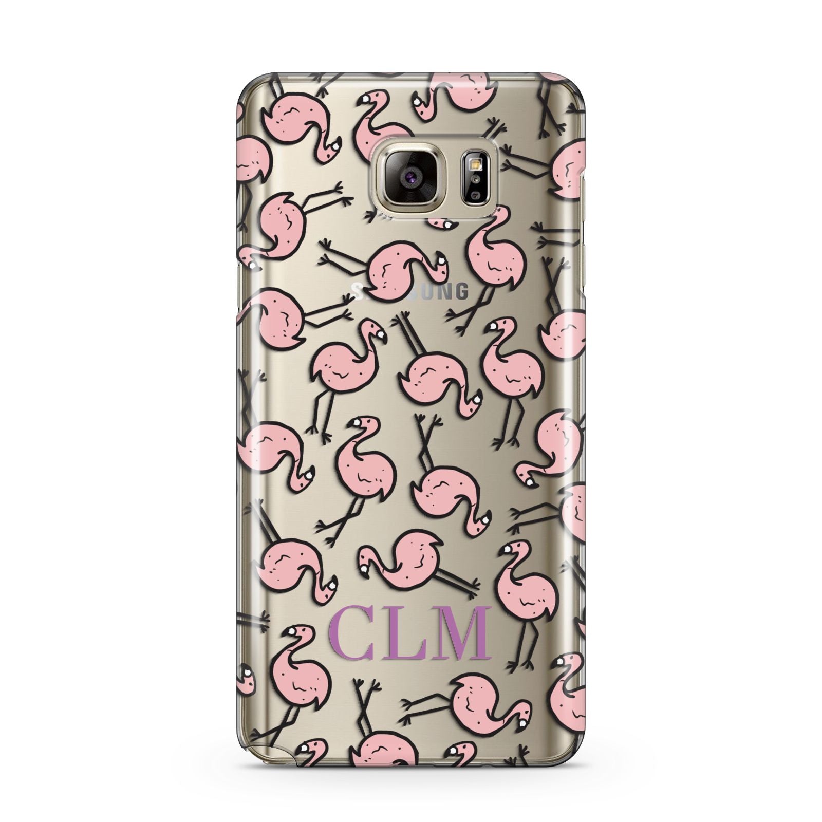 Personalised Flamingo Initials Clear Samsung Galaxy Note 5 Case