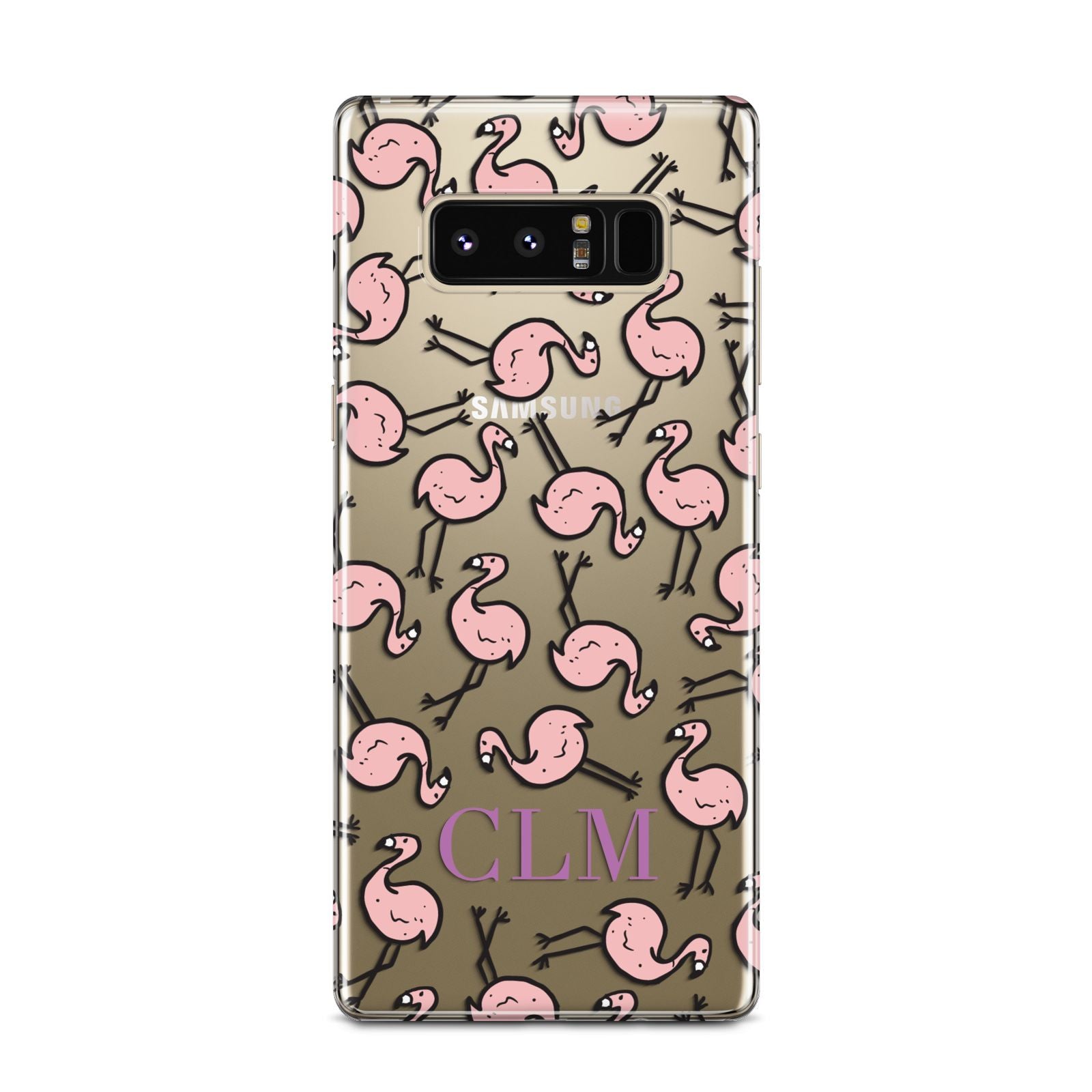 Personalised Flamingo Initials Clear Samsung Galaxy Note 8 Case