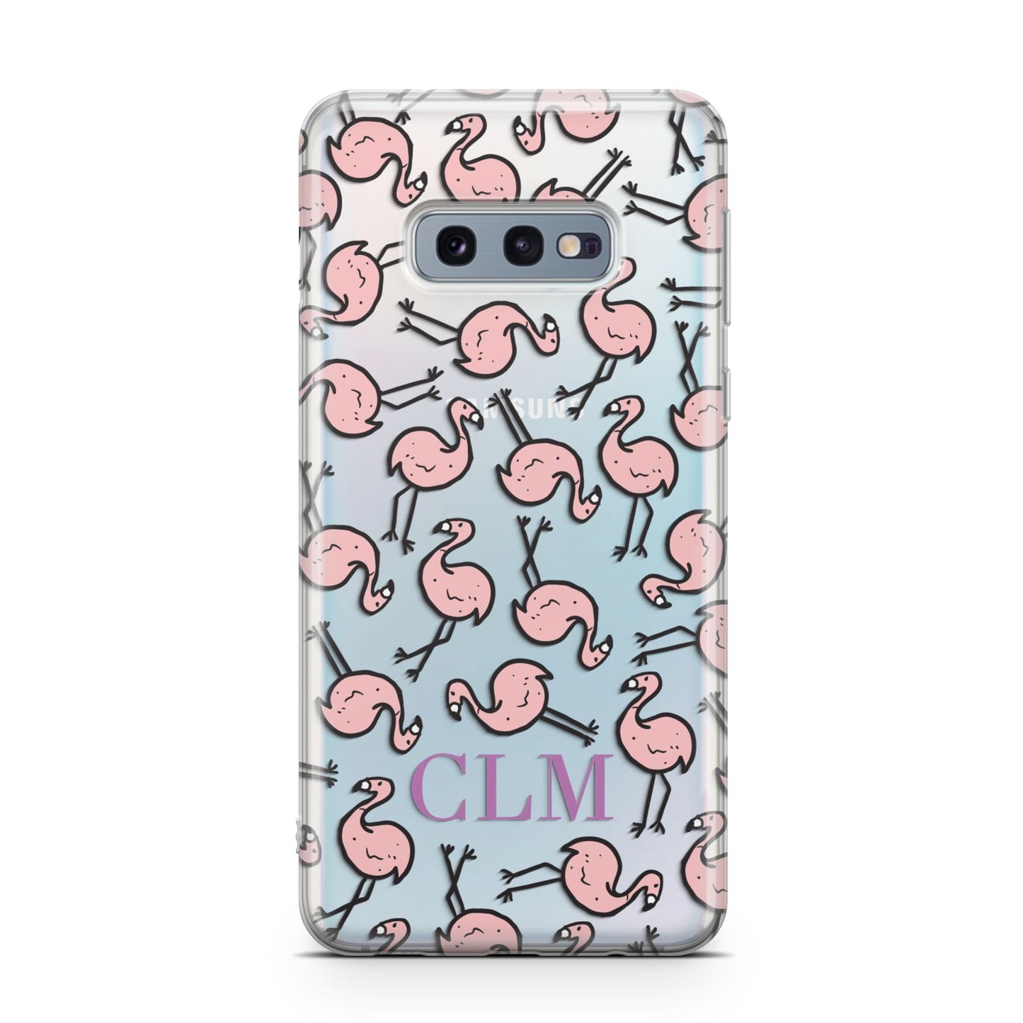 Personalised Flamingo Initials Clear Samsung Galaxy S10E Case