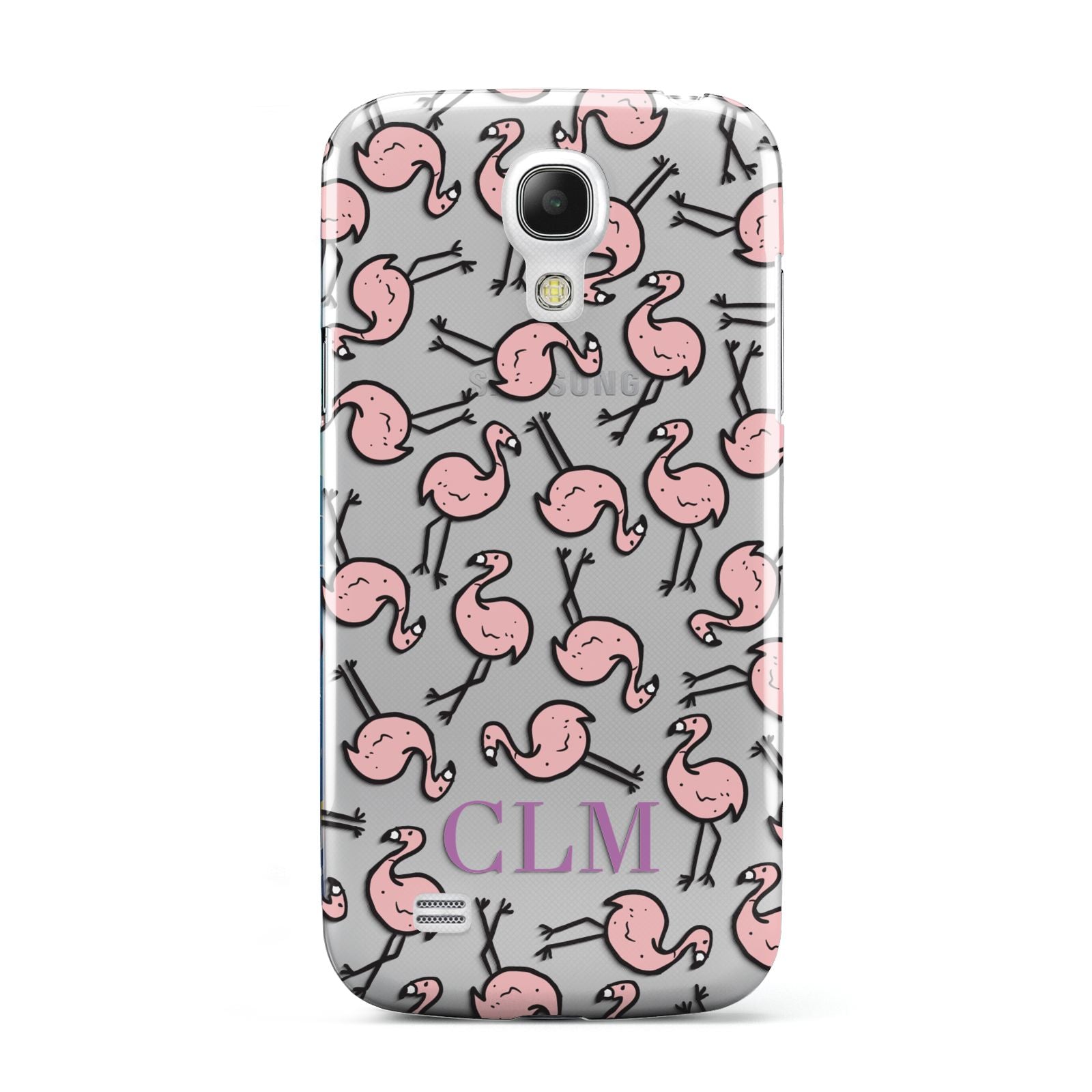 Personalised Flamingo Initials Clear Samsung Galaxy S4 Mini Case