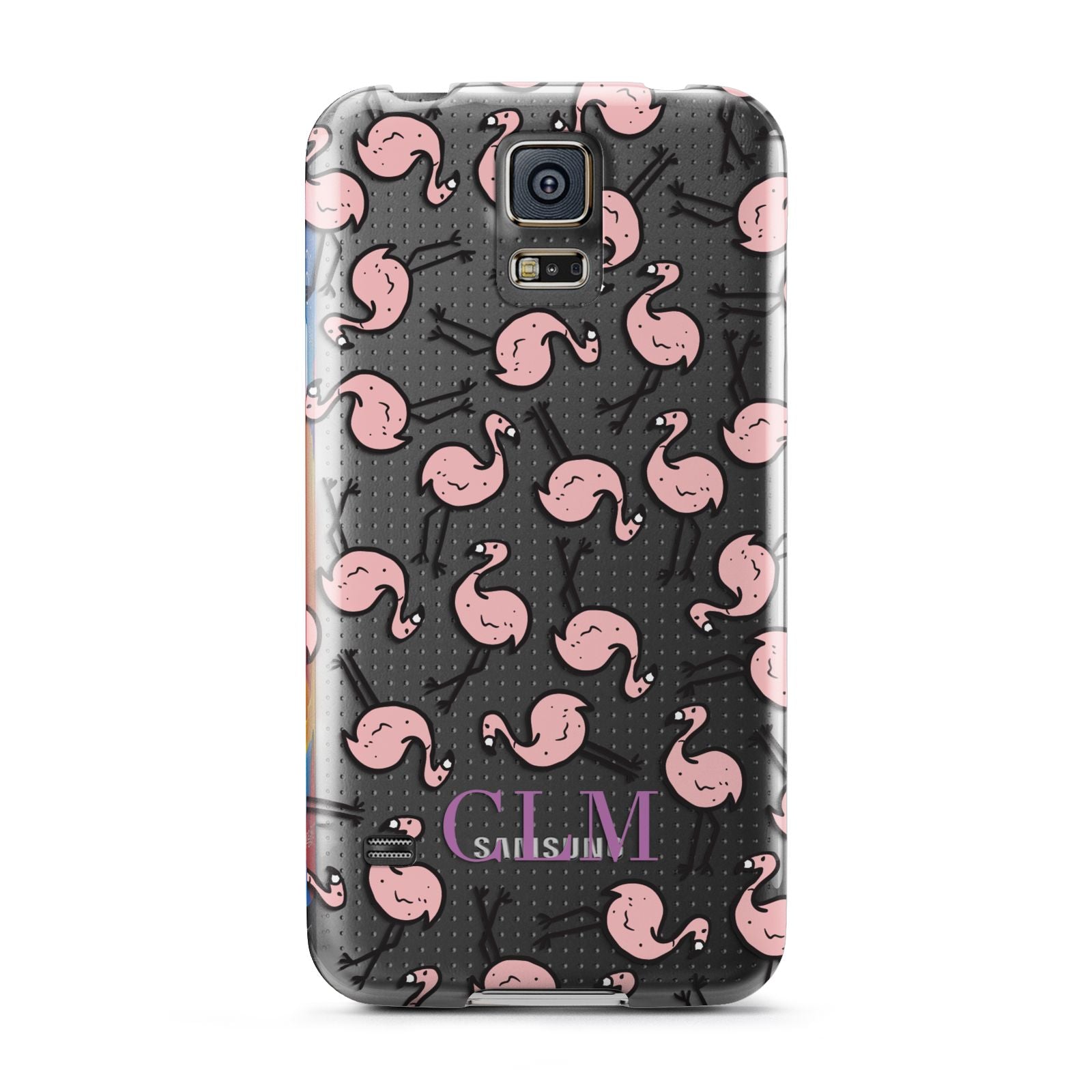 Personalised Flamingo Initials Clear Samsung Galaxy S5 Case