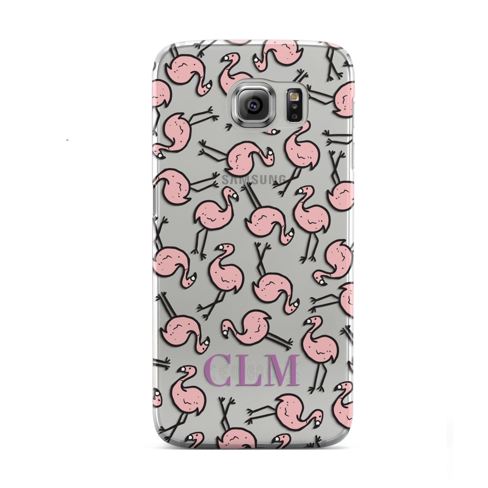 Personalised Flamingo Initials Clear Samsung Galaxy S6 Case