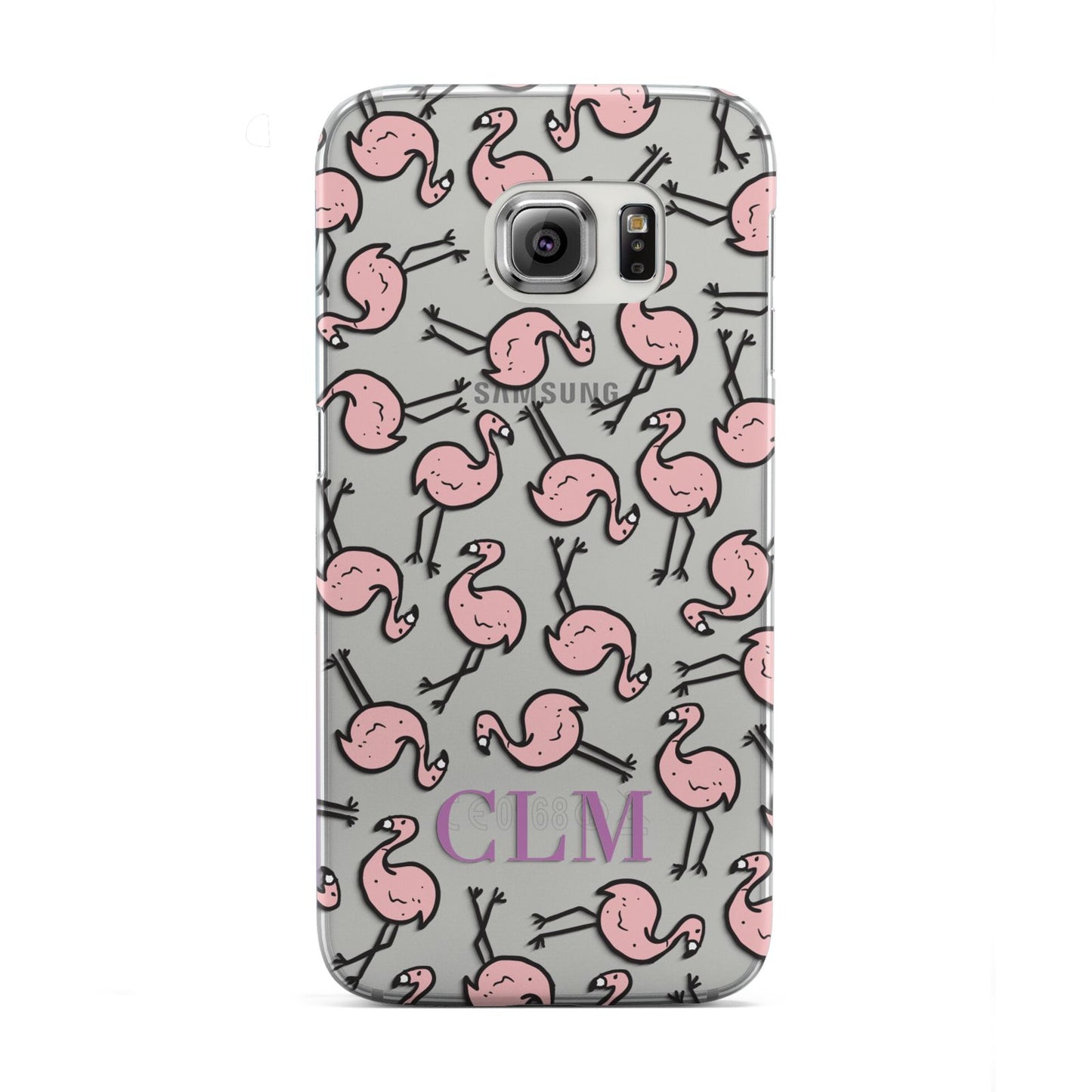 Personalised Flamingo Initials Clear Samsung Galaxy S6 Edge Case
