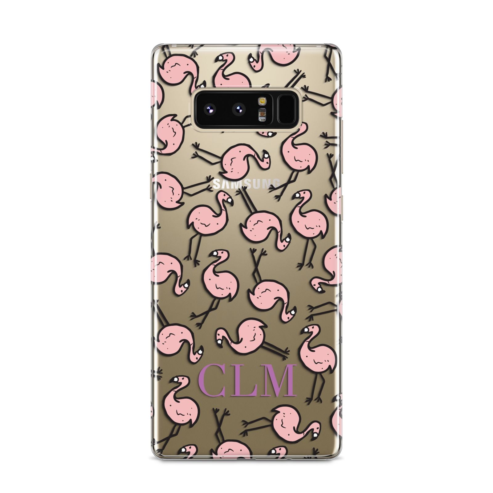 Personalised Flamingo Initials Clear Samsung Galaxy S8 Case