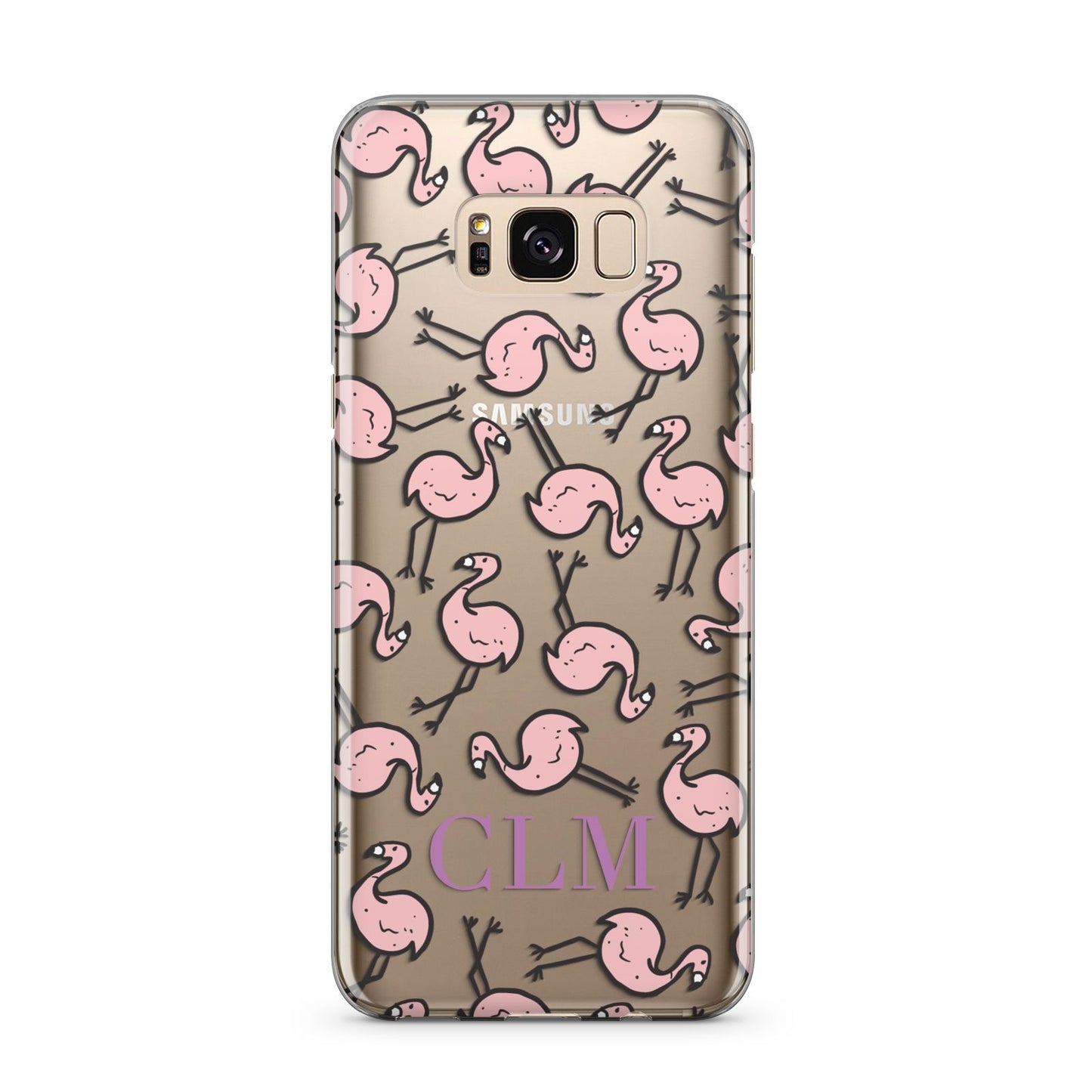 Personalised Flamingo Initials Clear Samsung Galaxy S8 Plus Case