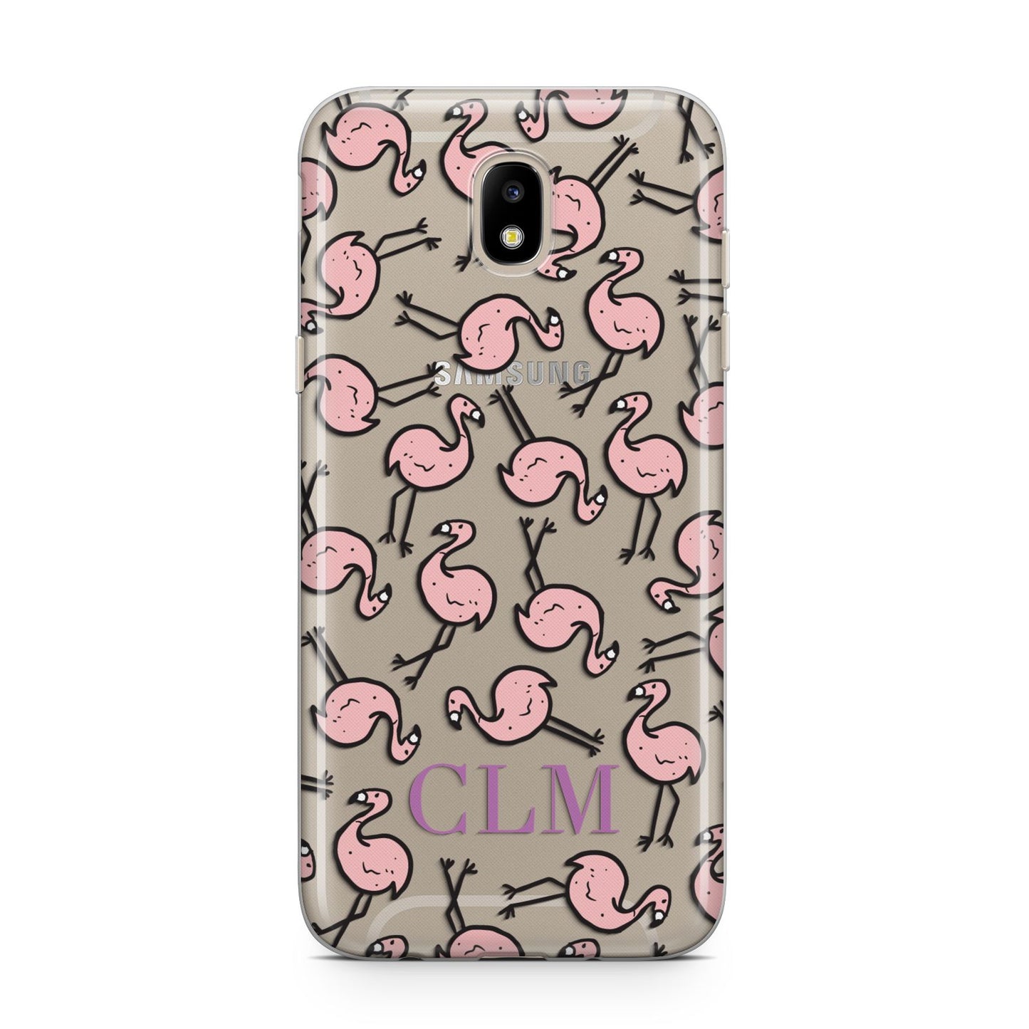 Personalised Flamingo Initials Clear Samsung J5 2017 Case