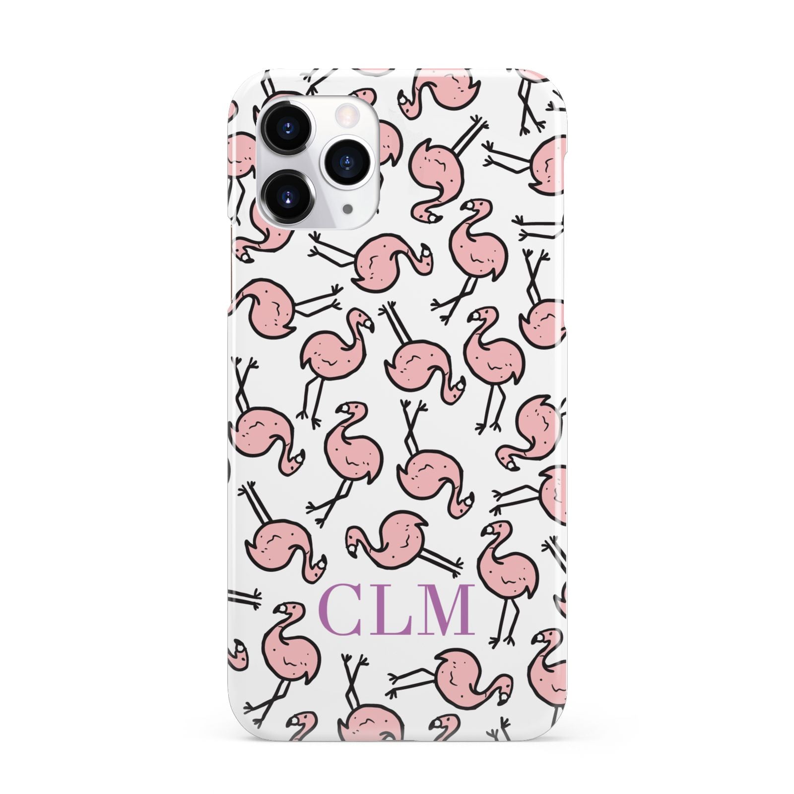 Personalised Flamingo Initials Clear iPhone 11 Pro 3D Snap Case