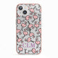 Personalised Flamingo Initials Clear iPhone 13 TPU Impact Case with Pink Edges