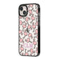 Personalised Flamingo Initials Clear iPhone 14 Plus Black Impact Case Side Angle on Silver phone