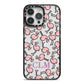 Personalised Flamingo Initials Clear iPhone 14 Pro Max Black Impact Case on Silver phone