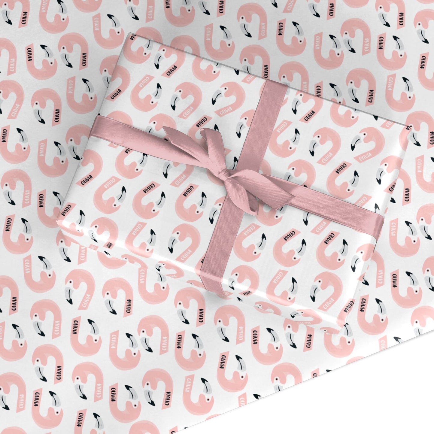 Personalised Flamingo Name Custom Wrapping Paper