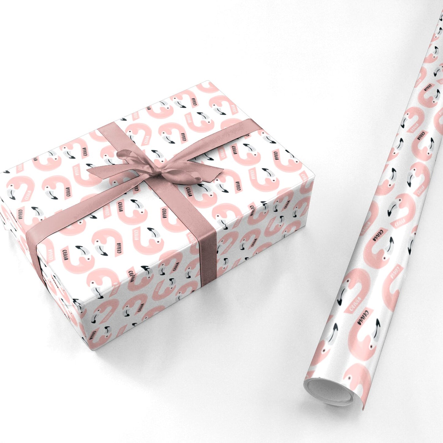 Personalised Flamingo Name Personalised Wrapping Paper