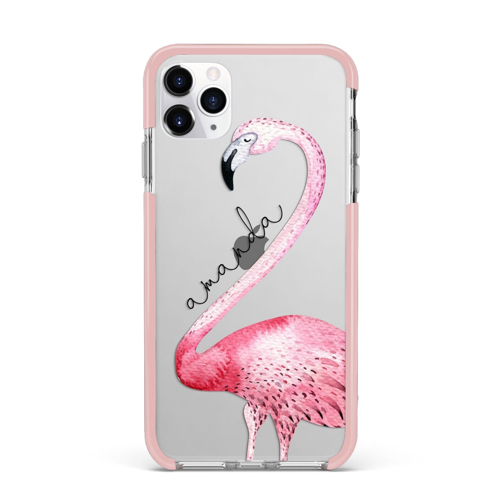 Personalised Flamingo iPhone 11 Pro Max Impact Pink Edge Case