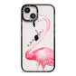 Personalised Flamingo iPhone 13 Black Impact Case on Silver phone