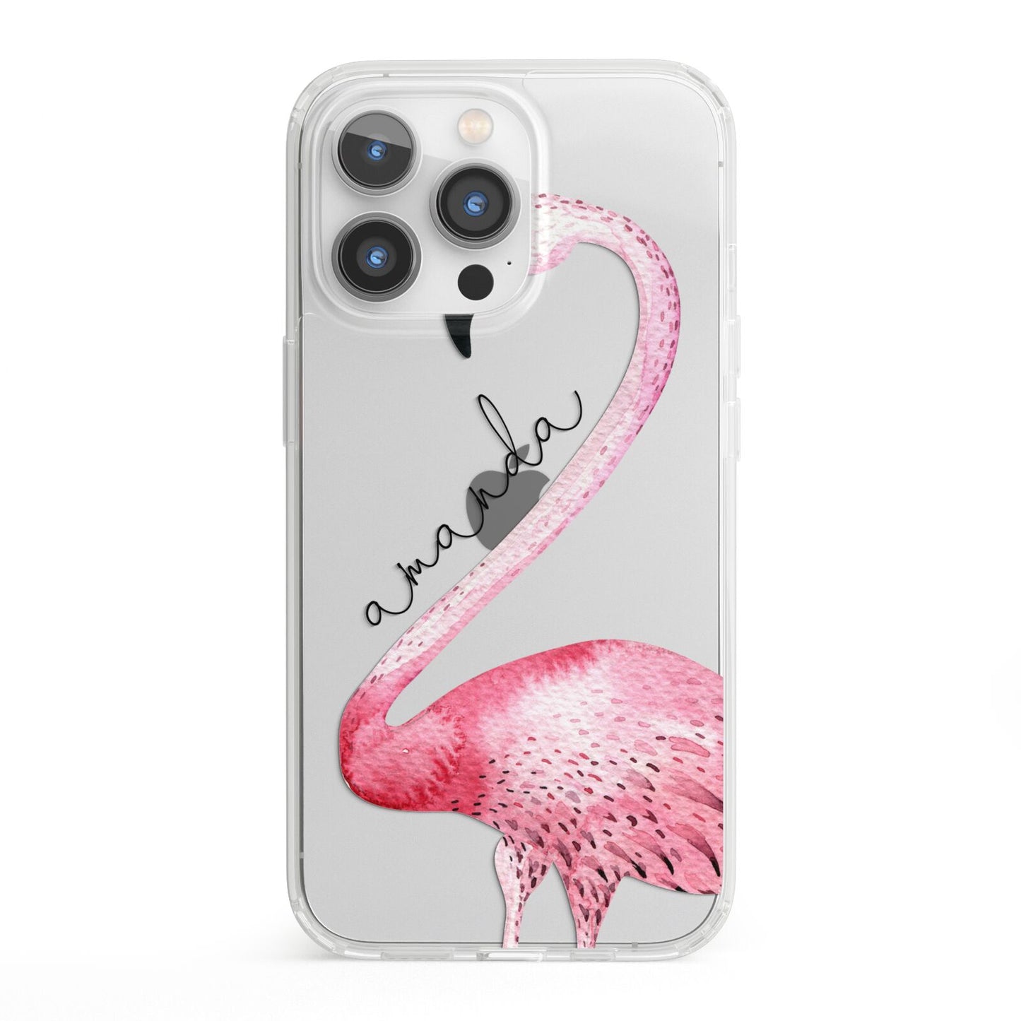 Personalised Flamingo iPhone 13 Pro Clear Bumper Case
